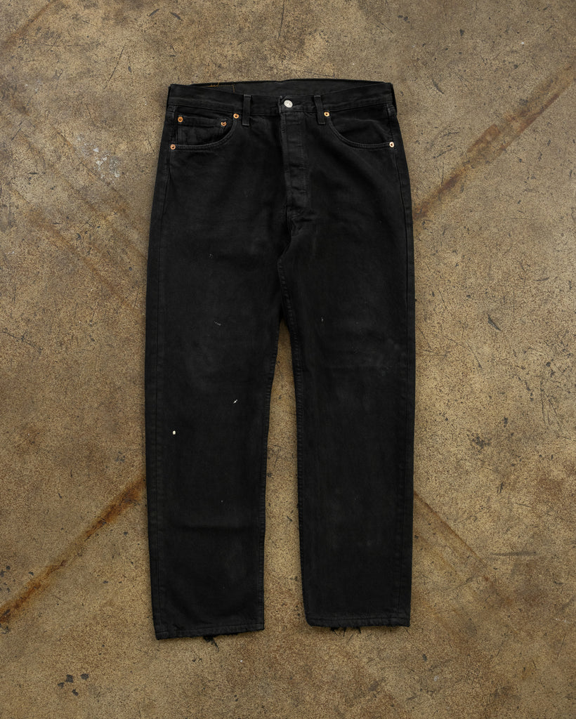 Levi's 501 Faded Blue Black Repaired Jeans - 1990s