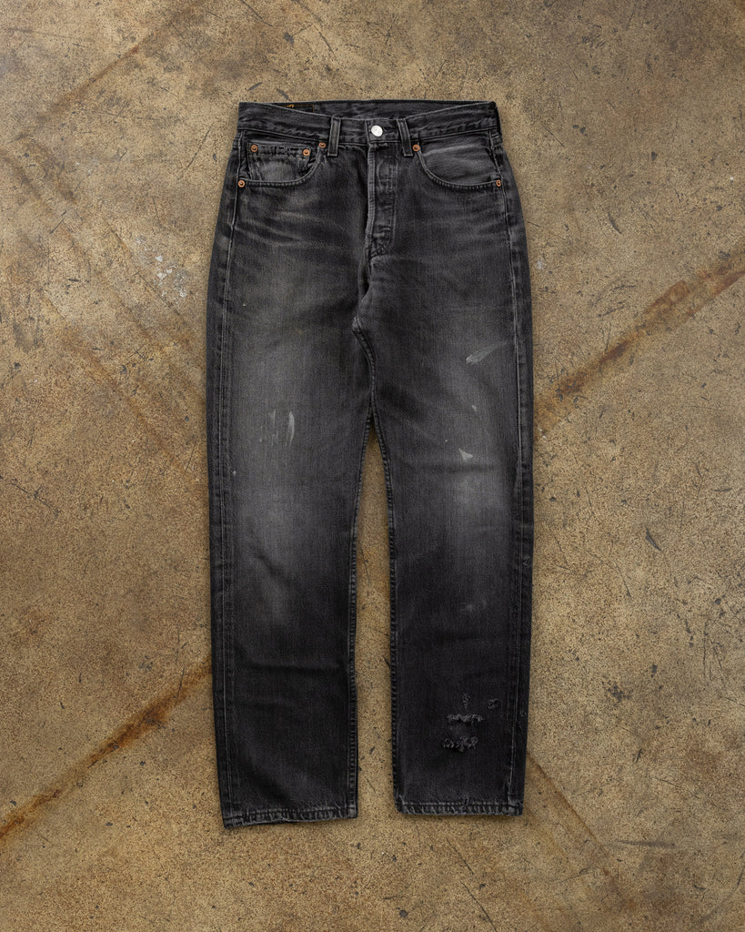 Levi's 501 Ash Black Painted & Distressed Jeans - 1990s 