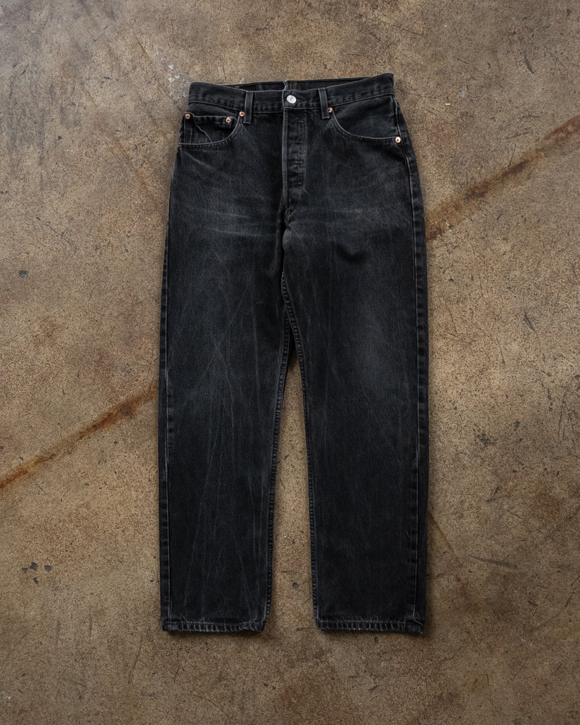 Levi's 501 Faded Ash Black Repaired Jeans - 1990s
