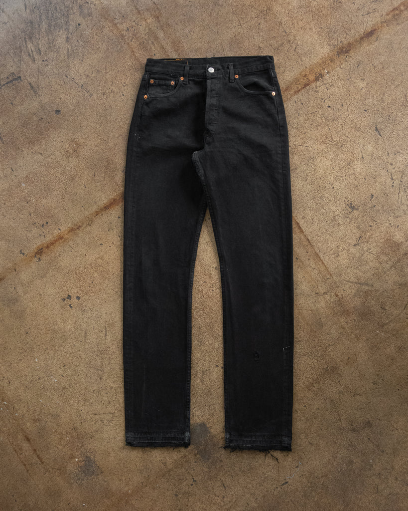 Levi's 501 Faded Blue Black Released Hem Jeans - 1990s 