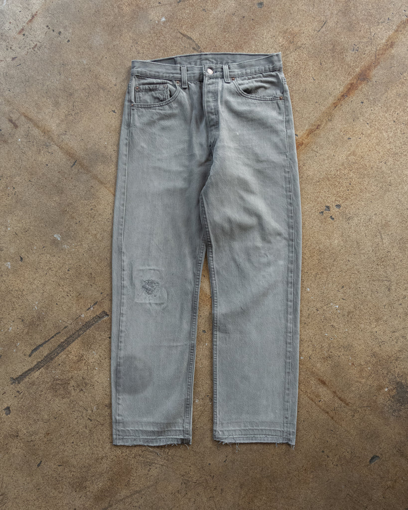 Levi's 501 Faded Grey Released Hem Jeans - 1990s FRONT PHOTO
