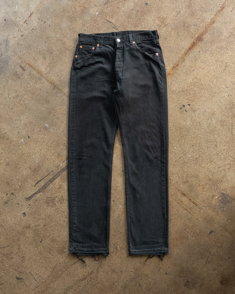  Levi's 501 Faded Black Released Hem Jeans - 1990s FRONT PHOTO
