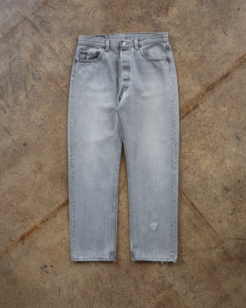 Levi's 501 Light Grey Distressed Jeans - 1990s