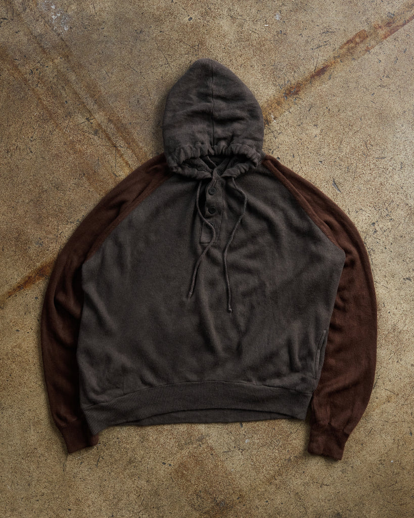 Over-Dyed Raglan Hooded Sweatshirt - 1980s