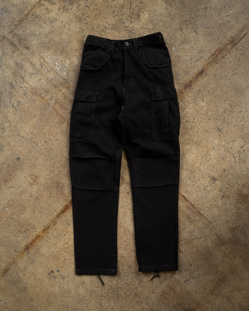Over-Dyed Black Military Cargo Pants - 1970s 