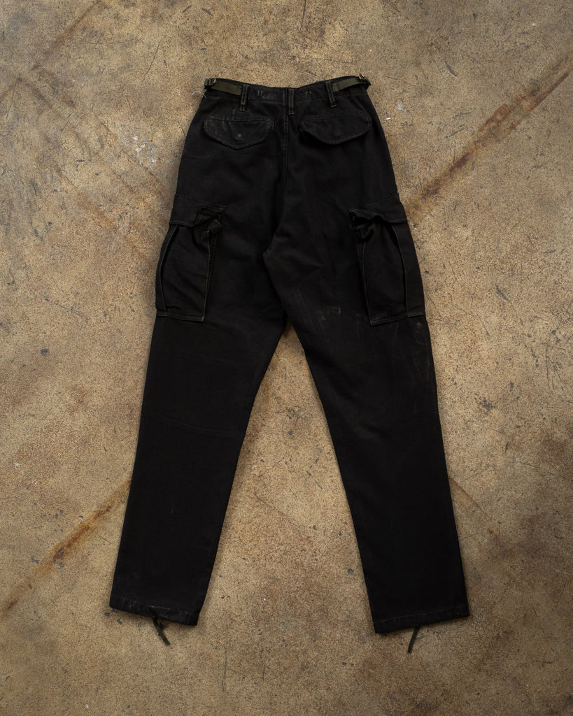 Over-Dyed Black Military Cargo Pants - 1970s back photo