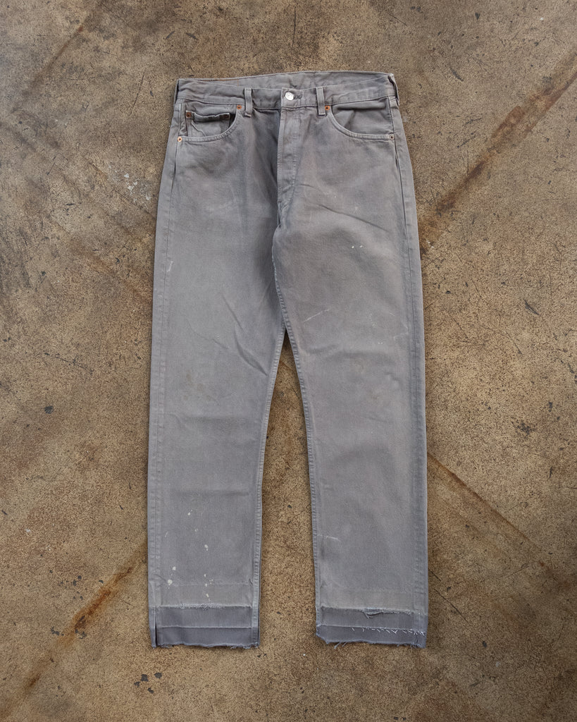 Levi's 501 Grey Released Hem Painted Jeans - 1990s FRONT PHOTO