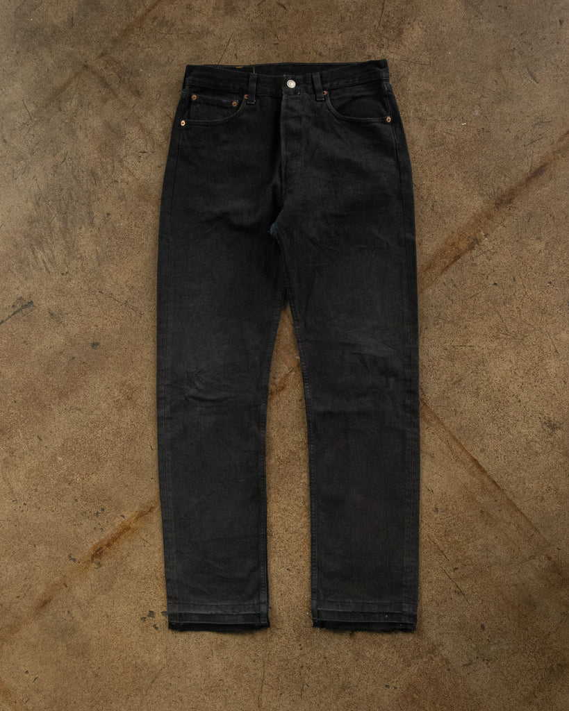 Levi's 501 Blue Black Released Hem Jeans - 1990s FRONT PHOTO