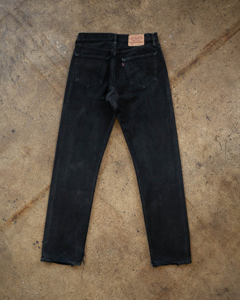 Levi's 501 Sun Faded Blue Black Repaired Jeans - 1990s - back