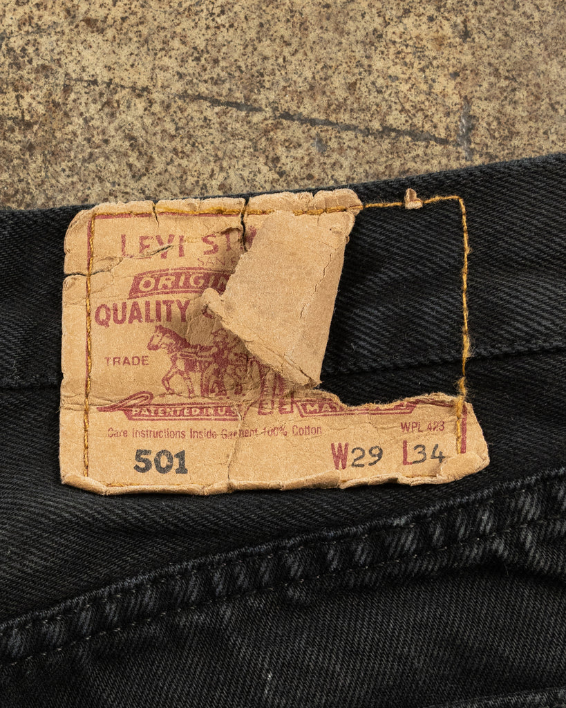 Levi's 501 Faded Black Distressed Jeans - 1990s DETAIL PHOTO