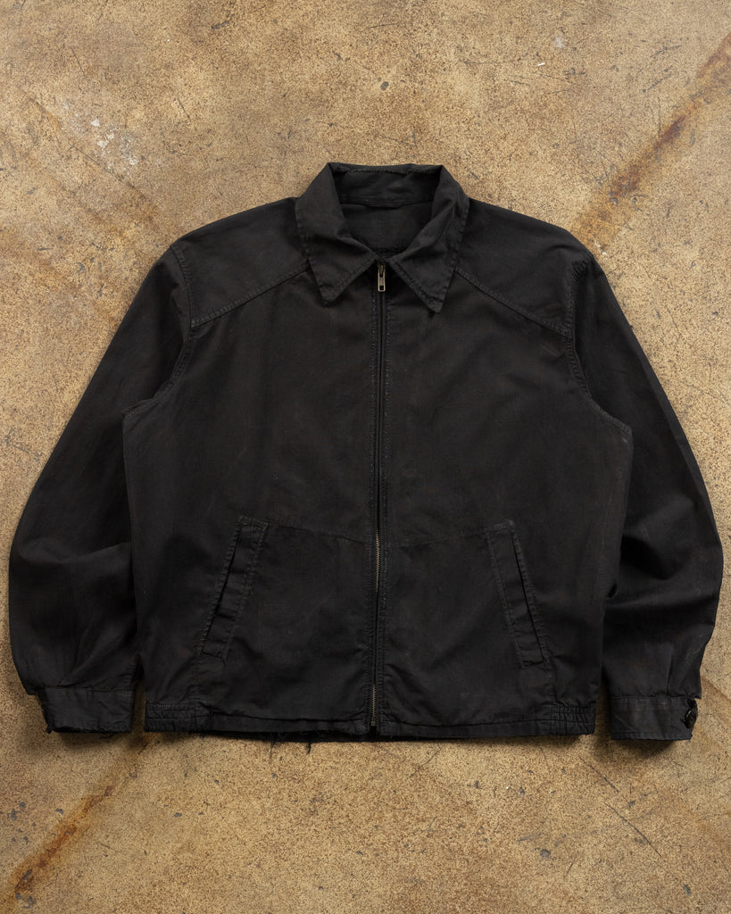Faded Black Repaired Work Jacket - 1990s FRONT PHOTO