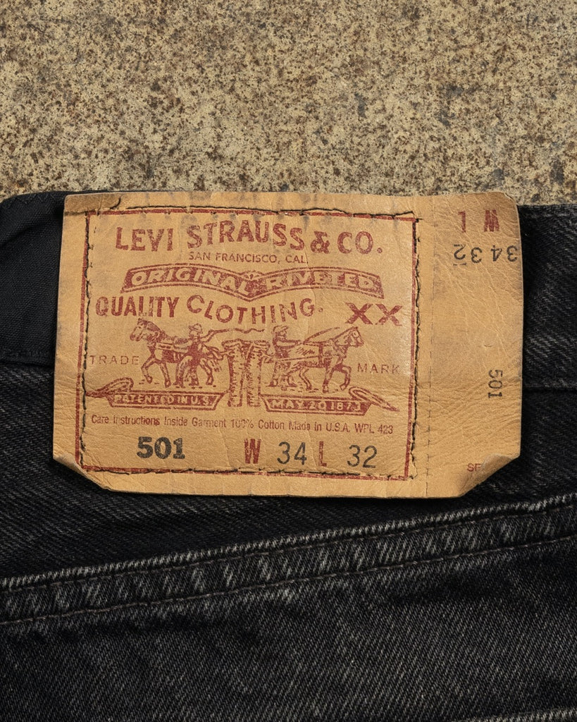 Levi's 501 Faded Charcoal Black Jeans - 1990s DETAIL PHOTO