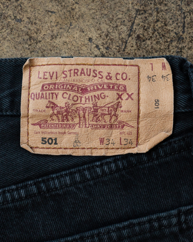 Levi's 501 Blue Black Jeans - 1990s back tag photo